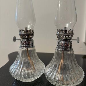 Elegant Glass Oil Lamps - Silver Accents